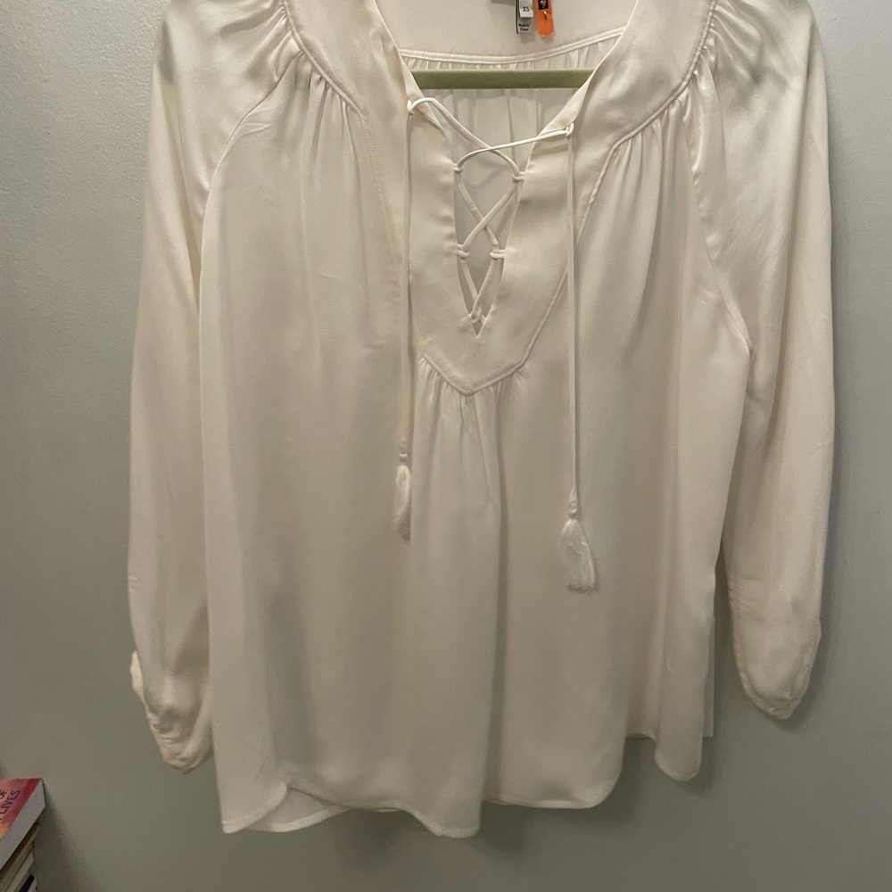 JOIE BONE SILK WITH LACE TIES AND TASSELS XS